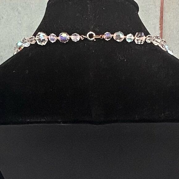 Vintage Aurora Borealis Ascending Faceted Crystal Multi Beads Necklace - Picture 5 of 5